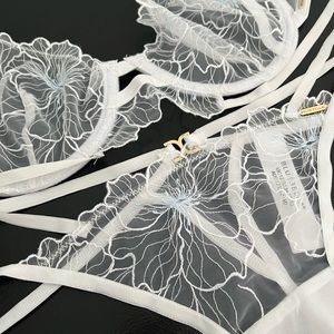 Bluebella Bra and Panties | White and Light Blue | 32D/8(M)